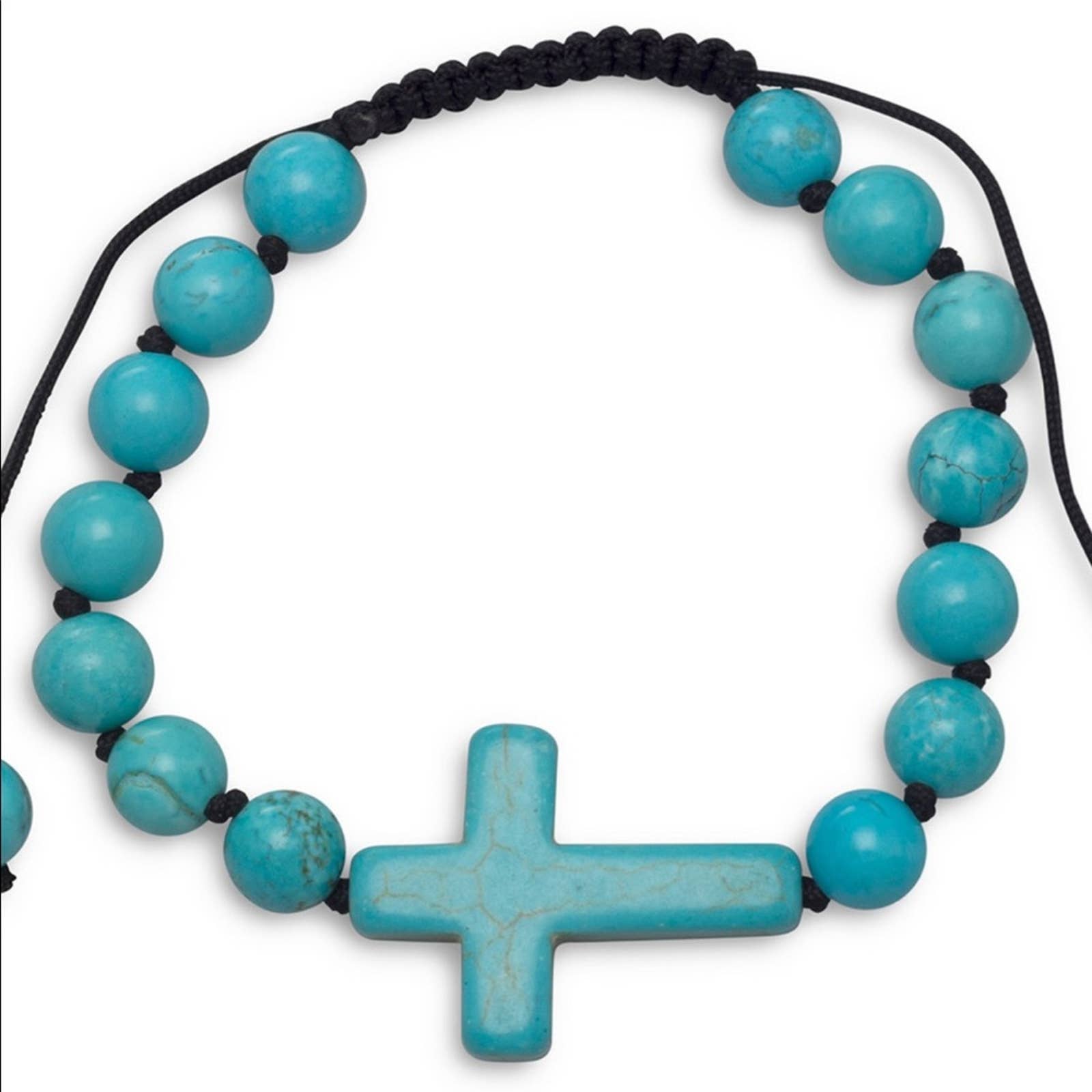 Adjustable Magnesite Cross Bracelet